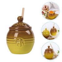 Mlinstudio ขวดที่ถือน้ำผึ้ง Lidded Honey Pot พร้อมกวนก้านเซรามิกที่เก็บน้ำผึ้งกระป๋องขวดครัวขวดครัวขวดน้ำผึ้ง