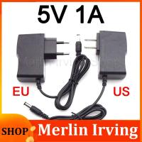 Merlin Irving Shop 5V 1A 1000ma AC 100V-240V DC Power supply Adapter plug Converter For LED Strip Light CCTV Charger Switch 5.5x2.5mm US/EU plug