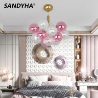 ETXSANDYHA Colored glass ball chandelier crystal lampara salon design luxe lamparas colgantes para techo lamp led light for bedroom