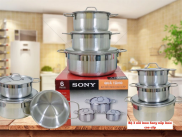 Bộ 3 Nồi Nắp Inox SONY Cao Cấp Dùng Mọi Loại Bếp
