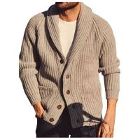 Solid Color Men’S Knitted Cardigan Single Breasted Long-Sleeved Slim Knitwear Coat Male Thicker Sweater Korean Chemise Homme