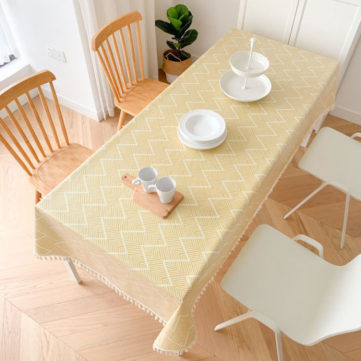 แผ่นรองโต๊ะสี่เหลี่ยมผืนผ้า-ผ้าฝ้ายและผ้าลินิน-เรียบง่ายและมีสไตล์-ลวดลายที่ประณีต-กันน้ํา-กันลื่น-ผ้าปูโต๊ะ-สําหรับใช้ในบ้าน