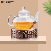 BORREY Stainless Steel Tea Warmer Base Teapot Insulation Holder Teapot Heater Candle Stand Portable Tea Pot Stove Heating Base