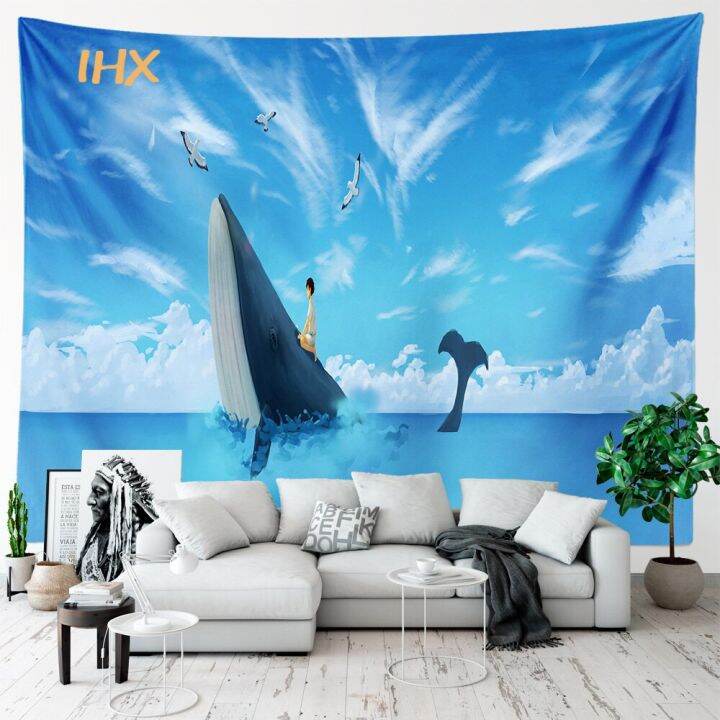 ocean-tapestry-wall-hanging-kawaii-room-decor-aesthetics-tapestry-art-whale-large-wall-tapestry-bedroom-dormit-home-decoration