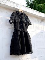 SP321S : Grid Lace Dress เดรสลูกไม้ลายตารางสั้น