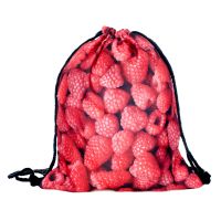 Red plum print pattern Bundle pocket backpack outdoor simple folding backpack drawstring backpack travel bag shoulder girls bag