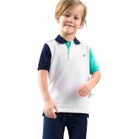 Color Block Uniform Style Baby Boy Clothing Polo Cotton T Shirt With Button-Down For Sports