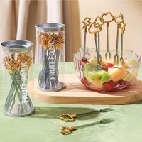 18PCS/Set Luxury Fruit Fork Food Grade Plastic Fruit Toothpicks Two-tooth Dessert Fork Lunch Bento Accessories Party Decoration