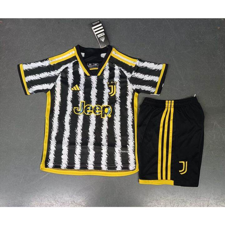 เสื้อกีฬาแขนสั้น-ลายทีม-juventus-2023-24-สีเหลือง-และสีดํา-สําหรับเด็ก