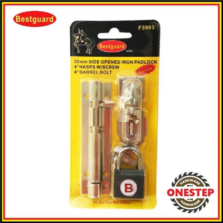 Hot btsqal9 Bestguard F5903 Side Opened Iron Padlock HASPS BARREL BOLT