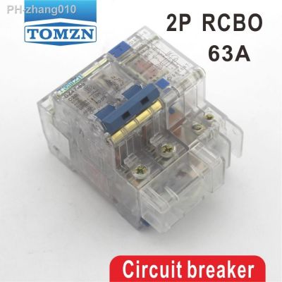 Transparent DZ47LE 2P 63A 230V 50HZ/60HZ Residual current Circuit breaker with over current and Leakage protection RCBO