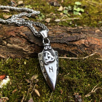 Bul 《 DTOU Fashion 》Spear Odin S Spear Rune NIR Viking Kalung untuk Leki dengan Bol Rune Rune Rune Raven ของโอดิน Brune,Birang Kemas Pagan