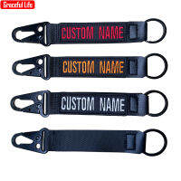 Personality Key-chain Custom text Motorcycle Embroidery Tag Key ring Holder for Molle Bags Webbing Attachment