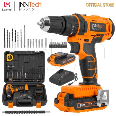 InnTech สว่านไร้สาย สว่าน 3 ระบบ 88V มีระบบกระแทก แบตเตอรี่ Li-ion พร้อมแท่นชาร์จอย่างดี และอุปกรณ์ เครื่องมือช่าง ดอกสว่าน ครบชุดรวม 30 ชิ้น Cordless Impact Drill รุ่น DCD-88VP