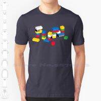 【ใหม่】สนุก! เสื้อยืดสีดำสีขาวสำหรับผู้ชายผู้หญิง Geek Funny Retro Vector กราฟิก Lego Brick Fun