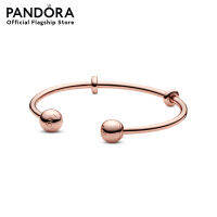 Pandora  Rose open bangle with silicone stoppers and interchangeable end caps เครื่องประดับ สร้อยข้อมือ สีโรส โรส สร้อยข้อมือสีโรส สร้อยข้อมือโรส ชาร์ม สร้อยข้อมือแบบชาร์ม สร้อยข้อมือใส่ชาร์ม สร้อยข้อมือแพนดอร่า แพนดอร่า