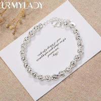 URMYLADY Fine สวยน่ารัก Hollow Ball Chain 925เงินสเตอร์ลิงสร้อยข้อมือแฟชั่นผู้หญิงงานแต่งงานของขวัญคู่ Jewelry