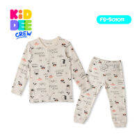 KiddeeCrew ชุดนอนเด็กผู้หญิงครีมลายถ้วยกาแฟ Coffee cup  pajamas เหมาะสำหรับอายุ 1-8 ปี