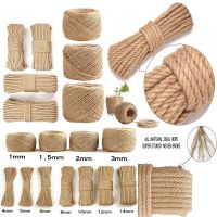 1-14mm Natural Vintage Jute Rope Cord String DIY Basket Cat Pet Scratching Handmade Gift Wrapping Gardening Wedding Decor 2-100M General Craft