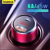 Baseus 45W ที่ชาร์จแบตในรถ QC 4.0 3.0สำหรับ Supercharge SCP AFC ชาร์จเร็ว PD USB C โทรศัพท์พกพาได้ C