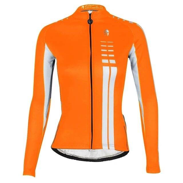 Women's Long Sleeve Cycling Jersey Polyester Terylene Black Orange