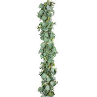 Artificial Eucalyptus Leaves Garland, 6.5Ft Fake Greenery Frosted Vine for Wedding Table Runner Mantel Home Decor