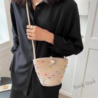 【Ready Stock】 ☽▪ C23 [New] Las woven bag Korean fashion pearl messenger bag Simple casual girl shoulder bag Bucket bag