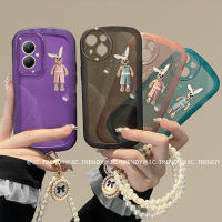 [มีในสต็อก] Phone Case เคส VIVO Y27 Y78 VIVOY27 5G 4G 2023 Rhinestone Tide กระต่ายสายคล้องไข่มุกเคสโทรศัพท์ฝาครอบป้องกันเลนส์สีทึบอ่อน