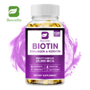BEWORTHS Viên nang Vitamin Biotin với Collagen & Keratin 25000 mcg cho Tóc