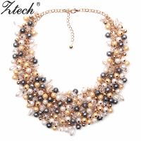 Ztech Jewelry European &amp; American Big Temperament Popular Trendy Palace Beauty simulated pearl Necklace Statement necklace