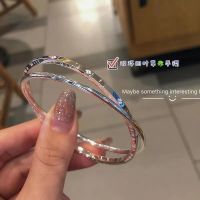 Double ring four-leaf clover silver bracelet for women S999 silver Sansheng III bracelet niche design high-end gift for best friends