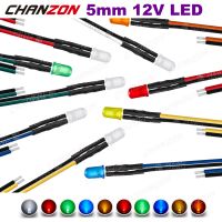 ✚❐ 12V 5mm Prewired LED Diode Kit Emitting Light Beads Warm White Red Green Blue Yellow Orange UV Pink Pre Wire Cable Lamp Bulb Set