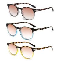 【cw】 Anti Blue Light Reading Glasses Gradual Tea Color Slices Round Frame Eye Protection Ultra Light Office Eyeglasses ！