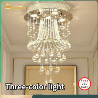 EASYHOME โคมไฟแขวนคริสตัล LED สามสี,โคมไฟระย้าคริสตัลส่วนตัวสร้างสรรค์สำหรับห้องนอนห้องรับประทานอาหาร