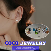 COCOJEWELRY แฟลชสกรูเจาะหัวเข็มขัดแกนกระดูกหูต่างหูเพทายง่าย