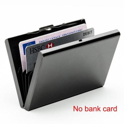 สแตนเลสกระเป๋าสตางค์ใส่บัตรเครดิตกล่อง Anti-Theft RFID การ์ด 6 ที่นั่งกระเป๋าเก็บบัตรกระเป๋าเก็บบัตรโลหะอลูมิเนียม ultra-thin Anti-การสแกนบัตรเครดิตซองใส่บัตร RFID การปิดกั้นกระเป๋าสตางค์ LN
