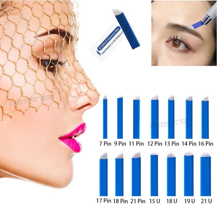 yf-7-9-12-14-15-16-21pin-needles-50pcs-microblading-0-18mm-for-permanent-makeup-supplies-manual-eyebrow-blades
