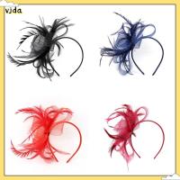 VJDA ปาร์ตี้งานปาร์ตี้ ที่คาดผมสตรี ค๊อกเทล แถบคาดศีรษะ fascinator ขนนกสำหรับผู้หญิง ลายดอกไม้ขนาดใหญ่ คลิปหนีบผม