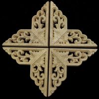 Wood Onlay Applique Wooden Oak Woodcarving Decal 6/8/10/15/20CM Flower Wood Carved Corner Frame Furniture Decorative Sculptures