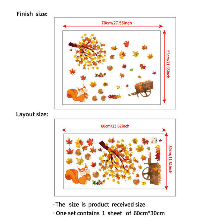 cod-over-ใหม่ฤดูใบไม้ร่วงเมเปิ้ลใบไม้กระรอกสติกเกอร์การ์ตูน-n1133pvc-สติกเกอร์ตกแต่งผนังหน้าต่างฝ้า