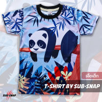 SNAPCAT SK083 เสื้อยืดเด็กอายุ 4-10 ปี เสื้อแฟชั่นเด็ก เสื้อยืดคอกลม เสื้อผ้าแฟชั่น เสื้อยืดพิมพ์ลาย PANDA