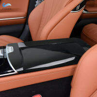 ABS คาร์บอนไฟเบอร์ Grainglossy Black รถอุปกรณ์เสริมคอนโซลกลาง Armrest กล่องสำหรับ Benz S Class W223 2021