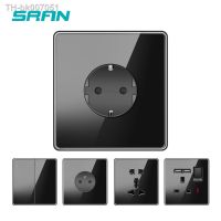 ☃  SRAN Full mirror glass panel Electric switches and sockets FR UK Universal EU power outlet Light Switch TV rj45 home improvement