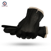 hand-stitched deerskin gloves men warm soft mens black corrugated gloves 70 wool lining warm in autumn and winter man mitten