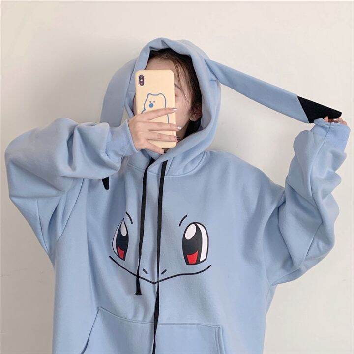 Nu0026AI Student Hoodies Ins Fashion Women's Loose Pokemon Go Pikachu Cosplay  Coat Hoodie Plus Sweater Cute Cartoon Squirtle Charmander Pokémon Thick  Sweatshirt Long Sleeve Women Loose Lazy Long Ear Hooded Cute Jacket