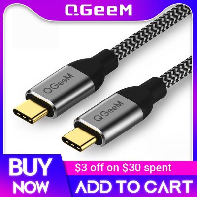 QGeeM สาย USB 3.1ชนิด C ไปยัง Gen2 PD 60W USB-C สายไนลอนสายชาร์จสำหรับ Samsung S9 S8 Macbook Pro