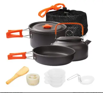 Hot Sale Outdoor Cast Iron 7 PC Campfire Camping Cookware Set Kit - China  Camping and Cookware Set price