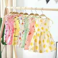 1-7Y Baby Girls Sleeveless Flower Print Dresses Cotton Silk Clothes Kids Girl Summer Princess Dress Children Party Dress Outfit