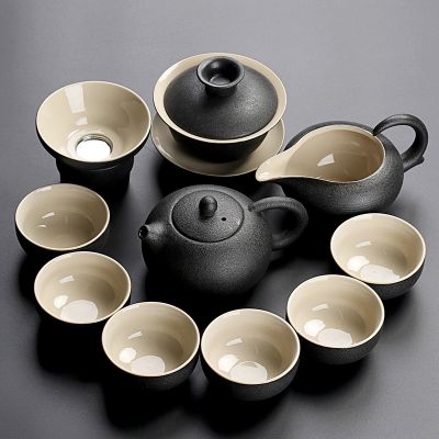 LUWU black crockery ceramic teapot tea cup chinese kung fu tea sets drinkware