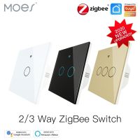 ▣✇✚ MOES ZigBee Wall Touch Smart Light Switch With Neutral/No NeutralNo Capacitor Needed Smart Life/Tuya Works with AlexaGoogle